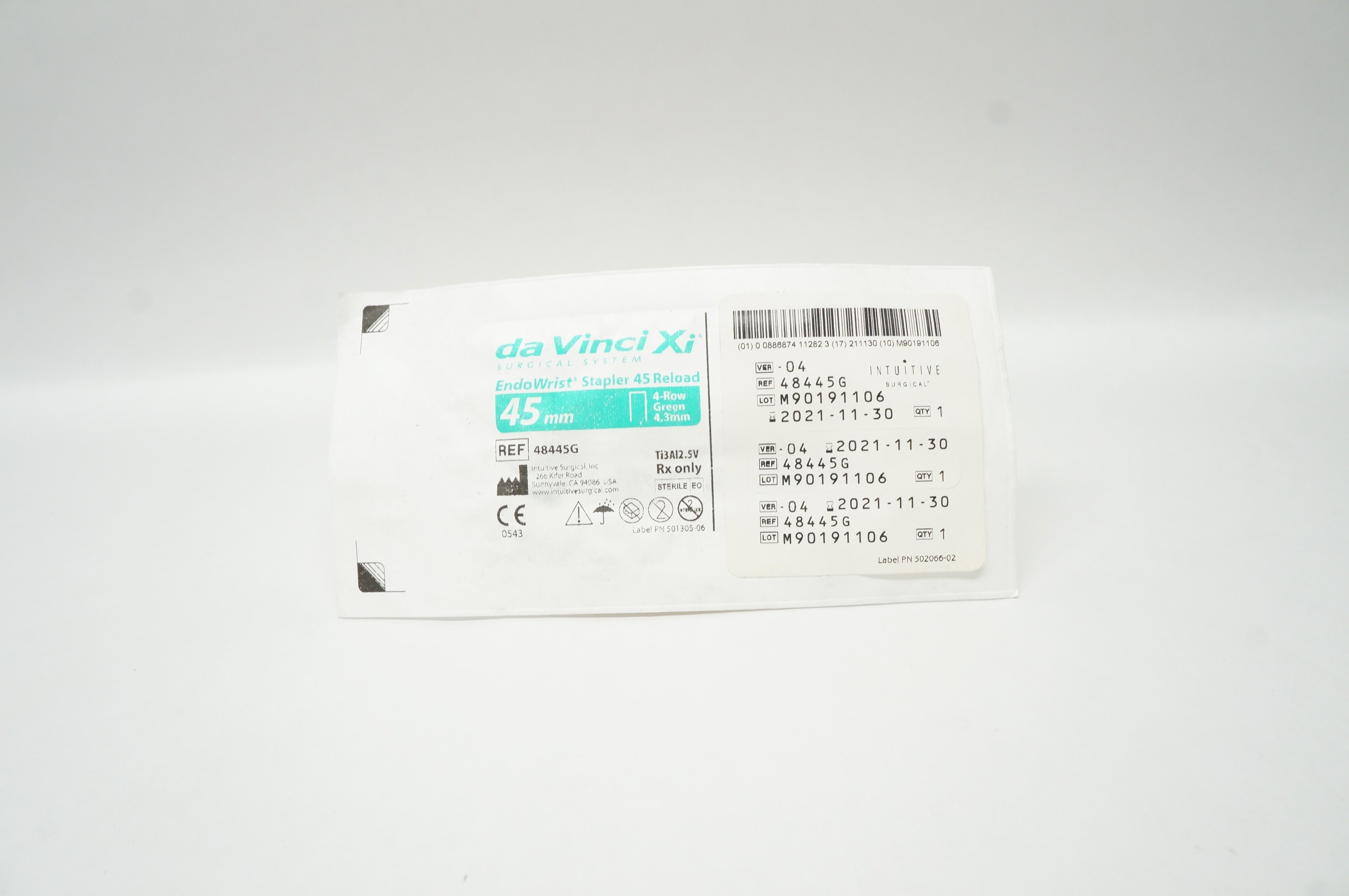 Intuitive 48445G Da Vinci Xi  EndoWrist Stapler 45mm Reload 4-Row Green4.3mm(x)