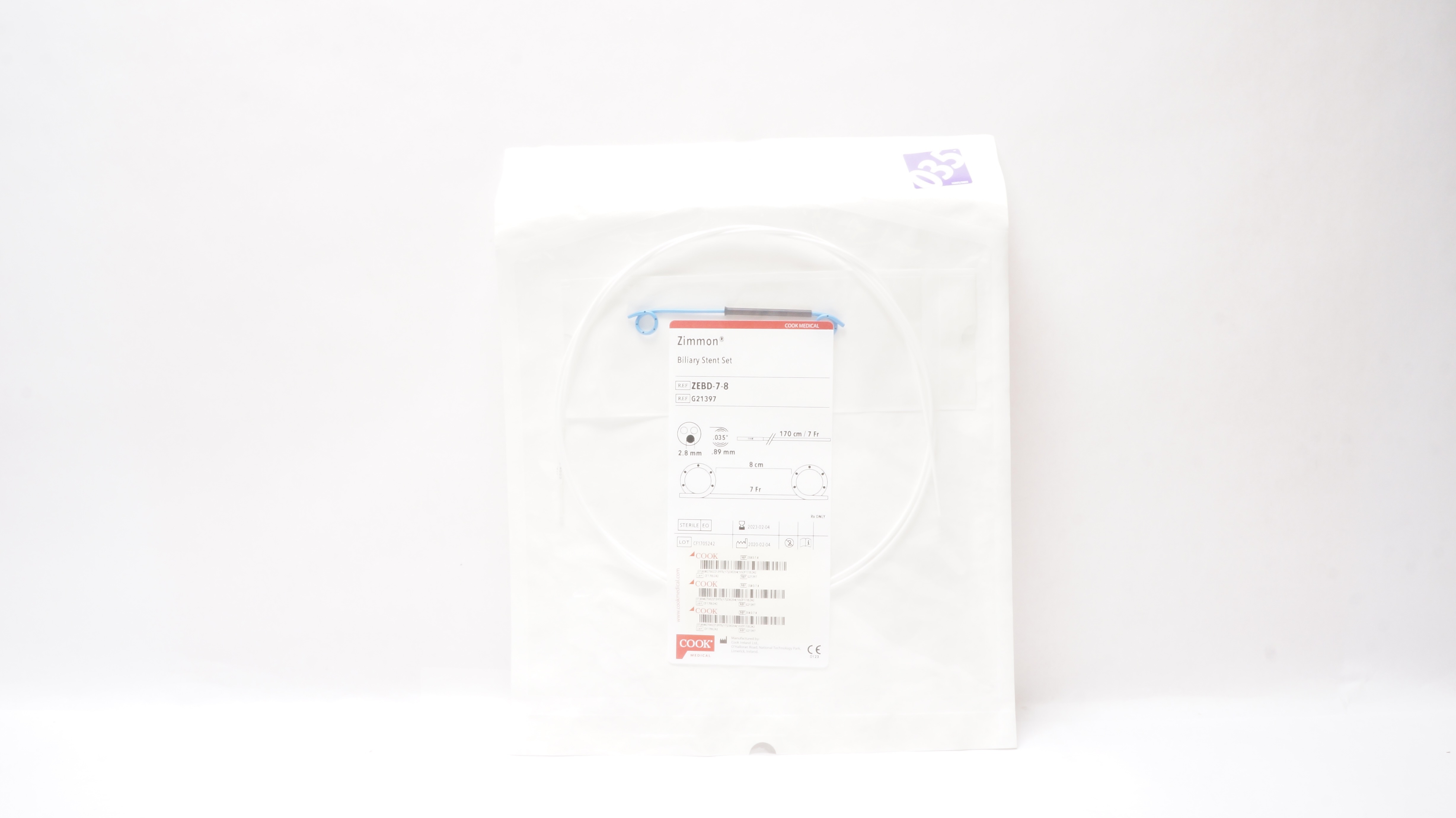 Cook Medical G21397 Zimmon Biliary Stent Set 8cm x 7F (x)