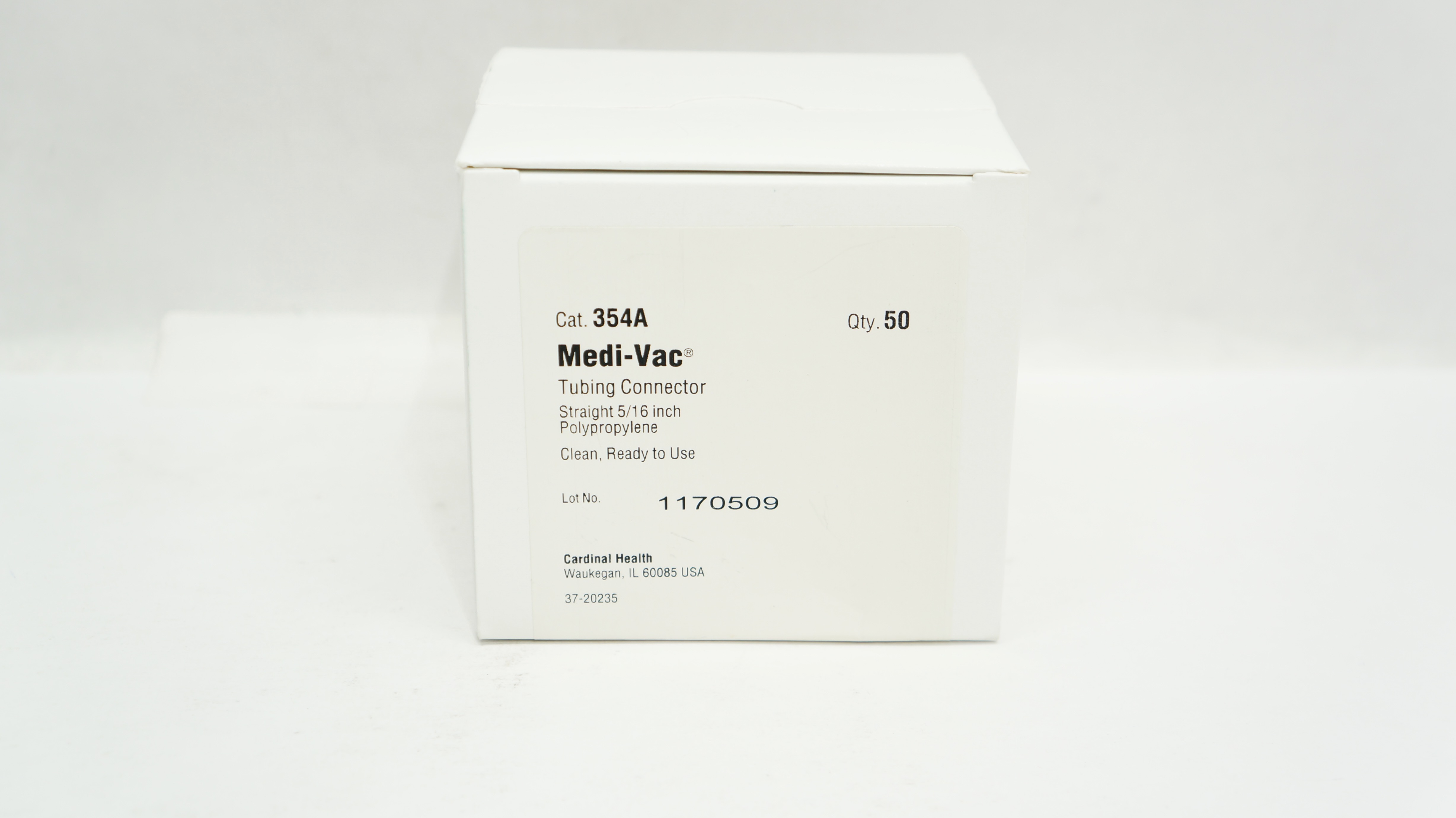 Cardinal Health 354A Medi-Vac Tubing Connector, Straight, 5/16inch - Box of 50