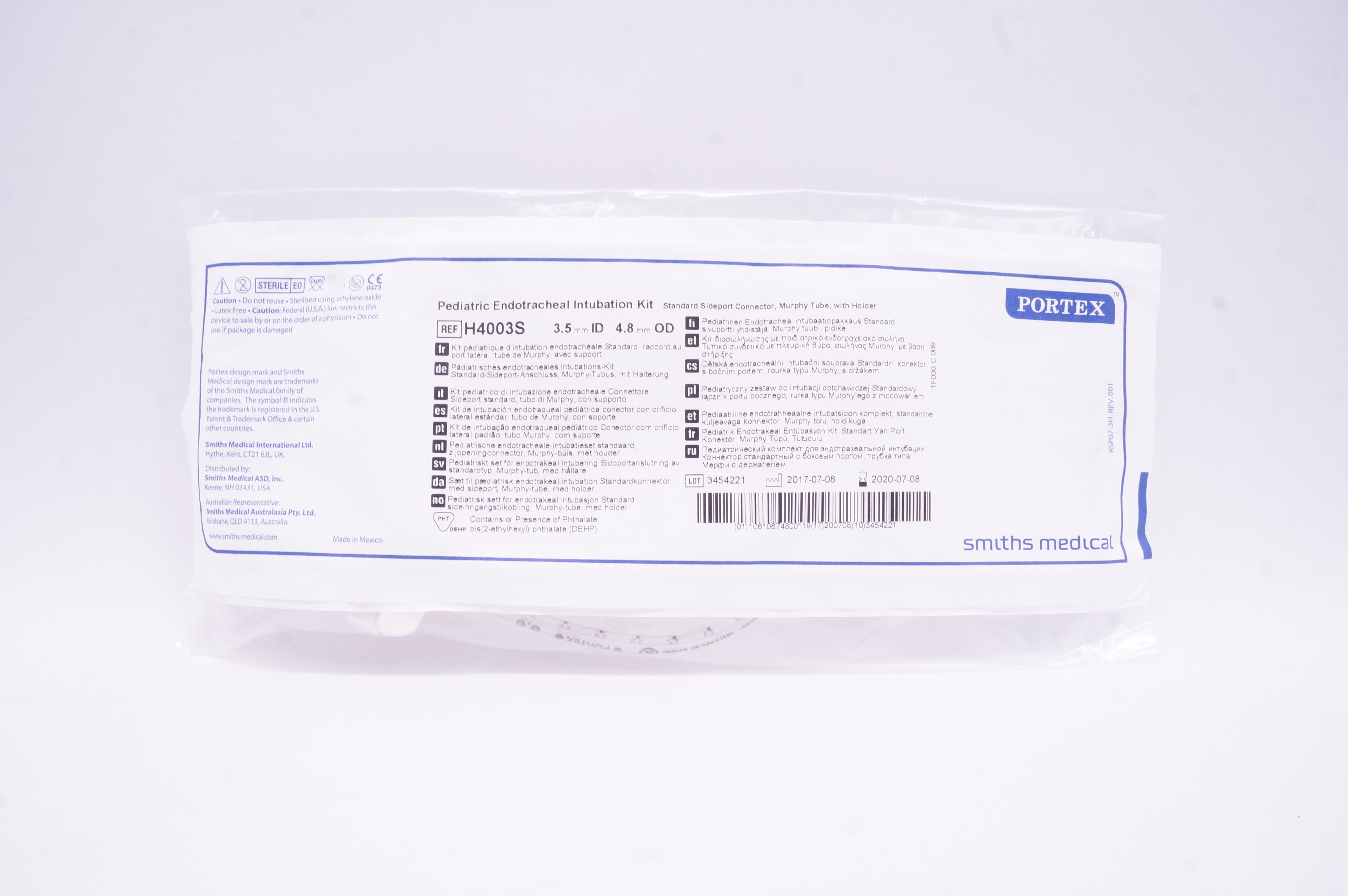 Smiths Medical H4003S Pediatric Endotracheal Intubation Kit 3.5mm IDx4.8mm OD(x)