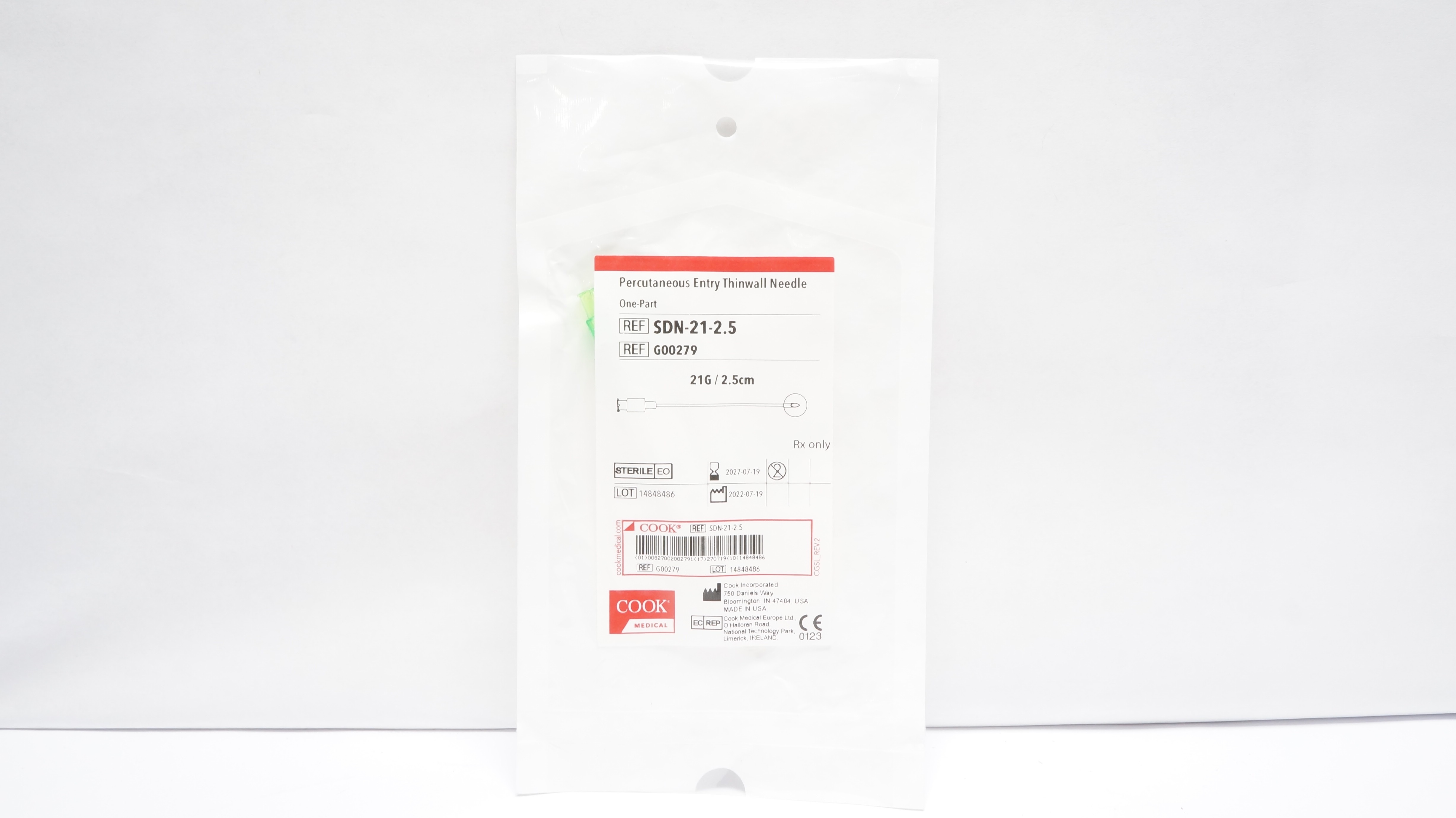 Cook Medical G00279 Percutaneous Entry Thinwall Ndle 21G
