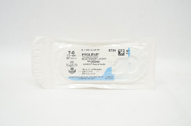 Ethicon 8704 7-0 PROLENE Polypropylene Stre CC 9.3mm 3/8c Tapercut, 24 inch (x)