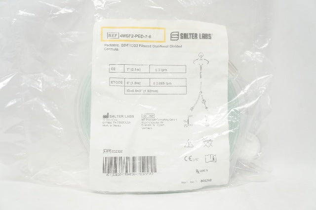 Salter Labs 4MSF2-PED-7-6 Pediatric O2/ETCO2 Filtered Oral/Nasal Divided Cannula