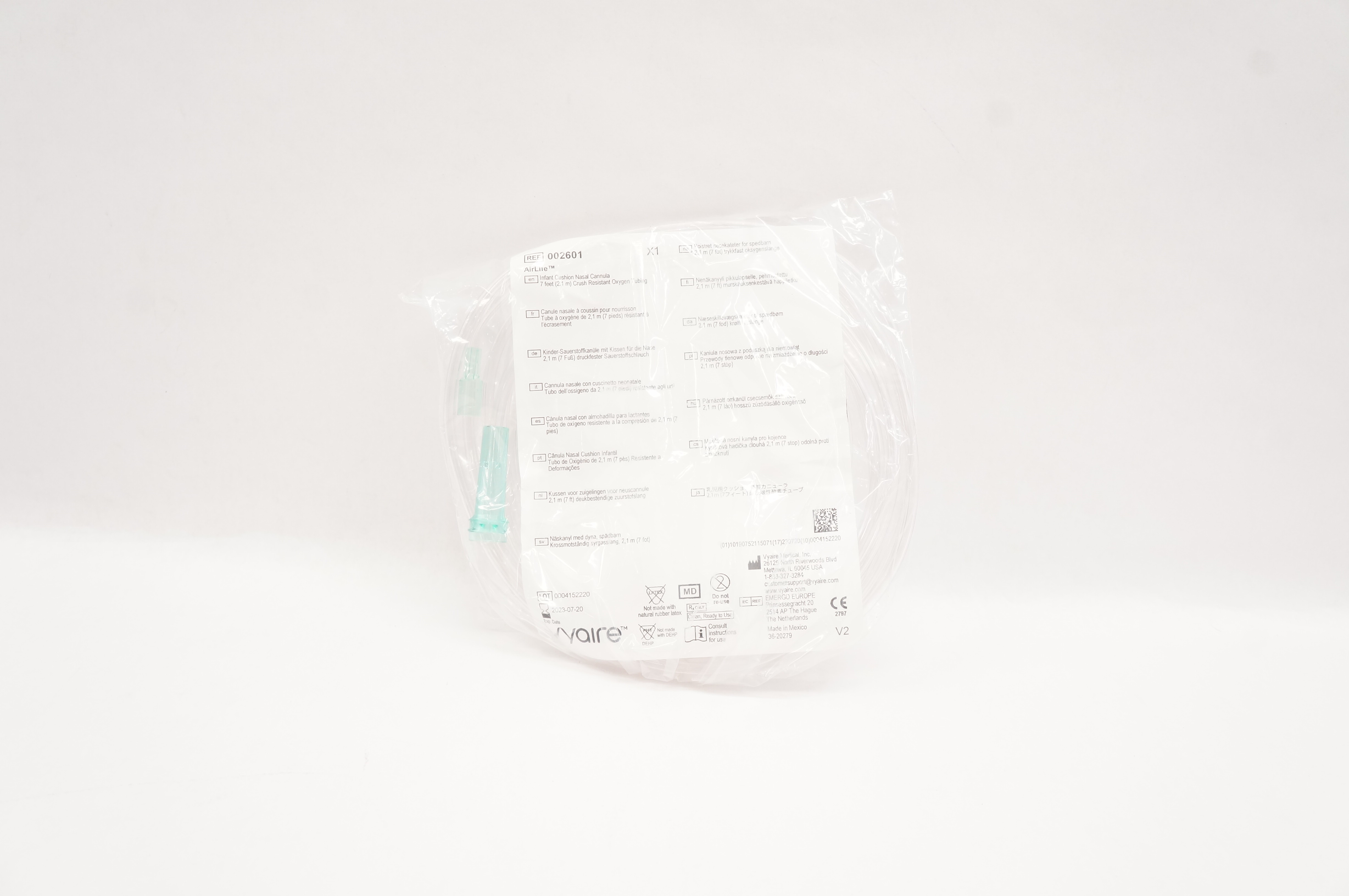 Vyaire 002601 AirLife Infant Cushion Nasal Cannula Crush Resistant 7ft. (x)