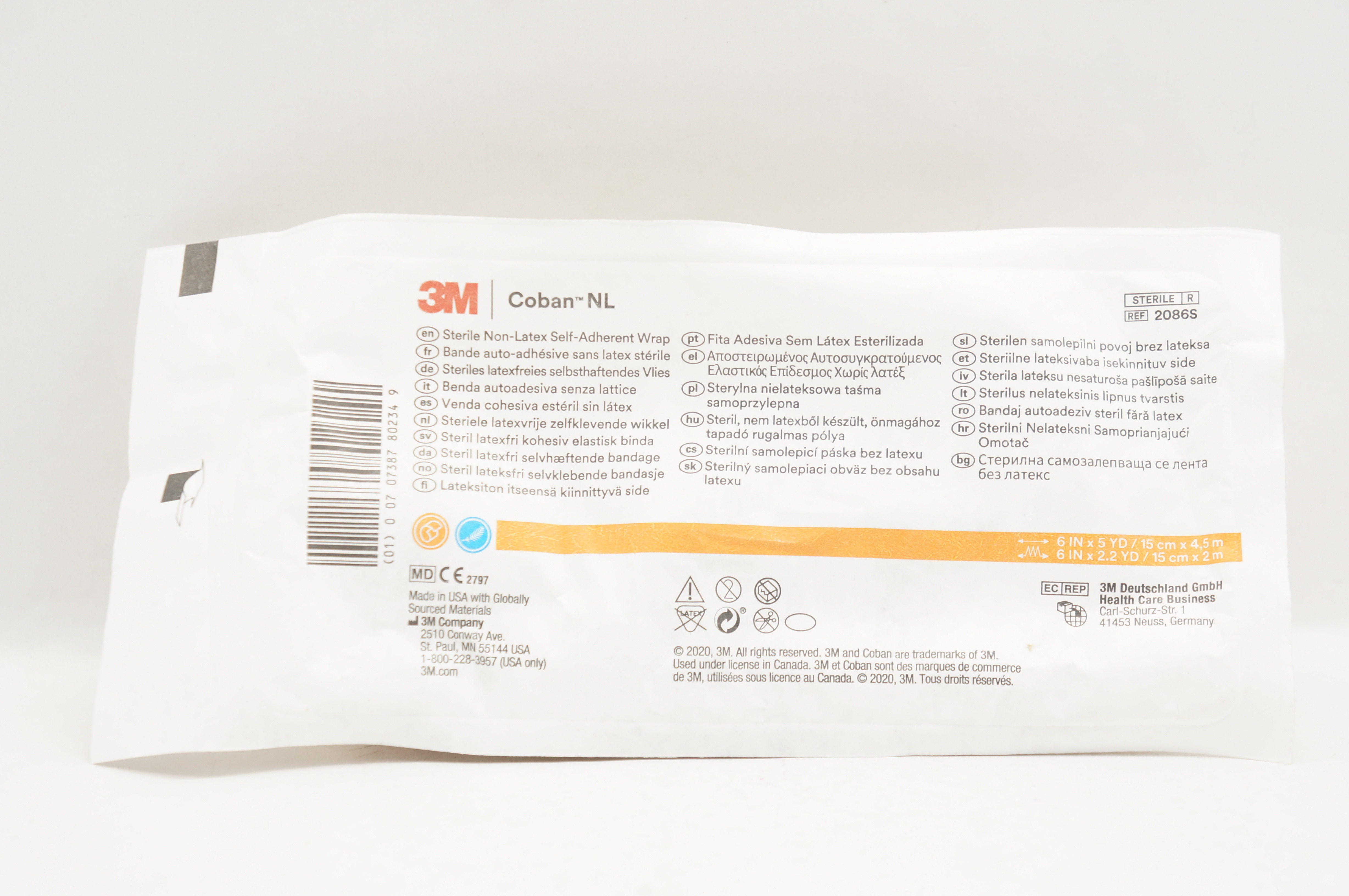 3M 2086S Coban NL Self-Adherent Wrap 6inch x 5yd 6inch x 2.2yd