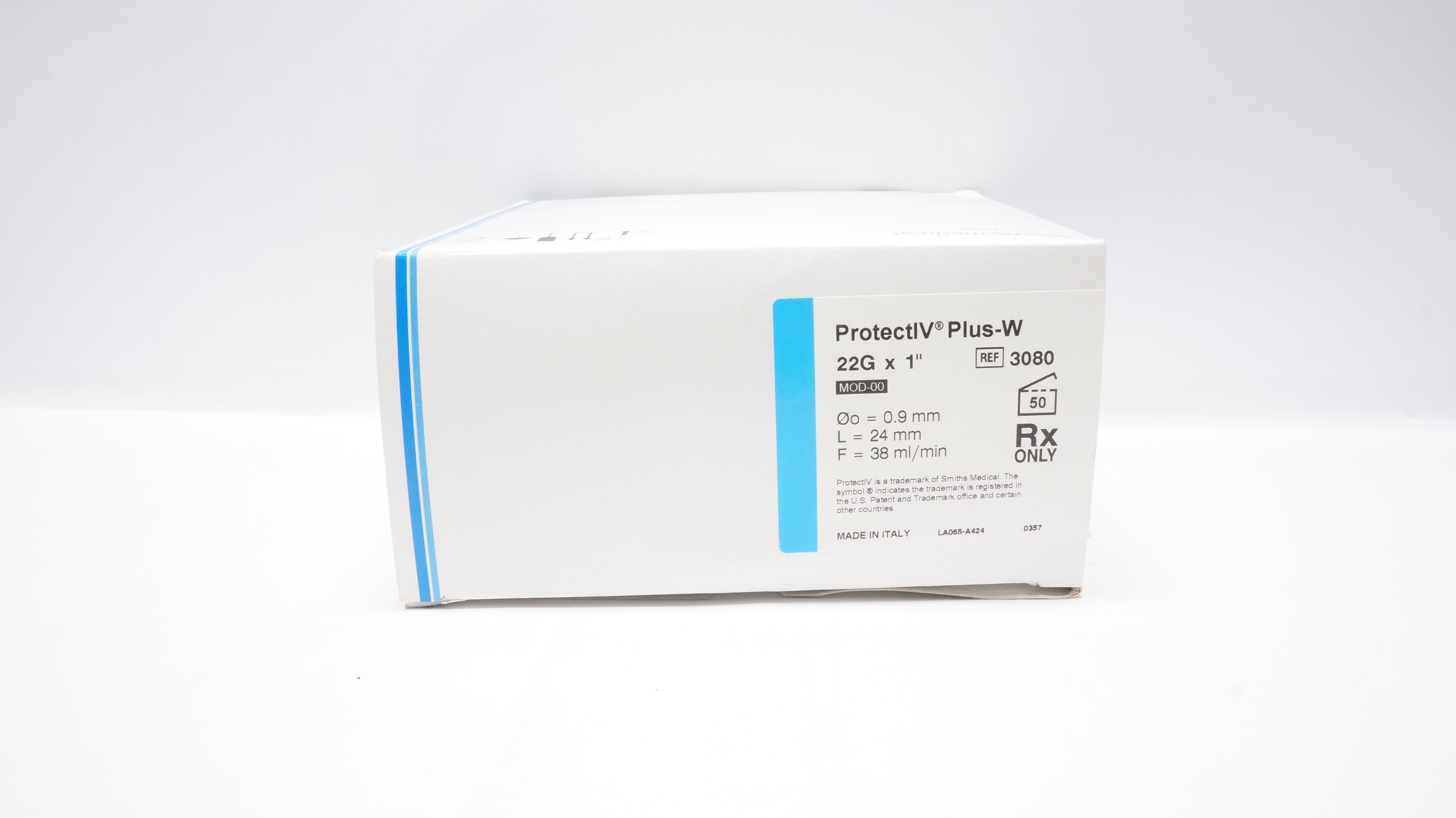 Smiths Medical 3080 ProtectIV Plus-W Safety IV Cath. 22G x 1inch - Box of 35