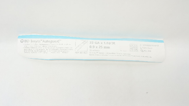 BD 381423 Insyte Autoguard Shielded IV Cath. 22G x 1inch 35 ml