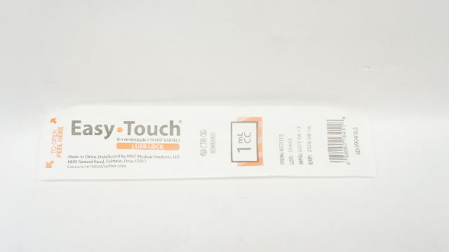 MHC Medical Products 802015 Easy Touch Luer Lock Insulin Syringe Barrels 1mL