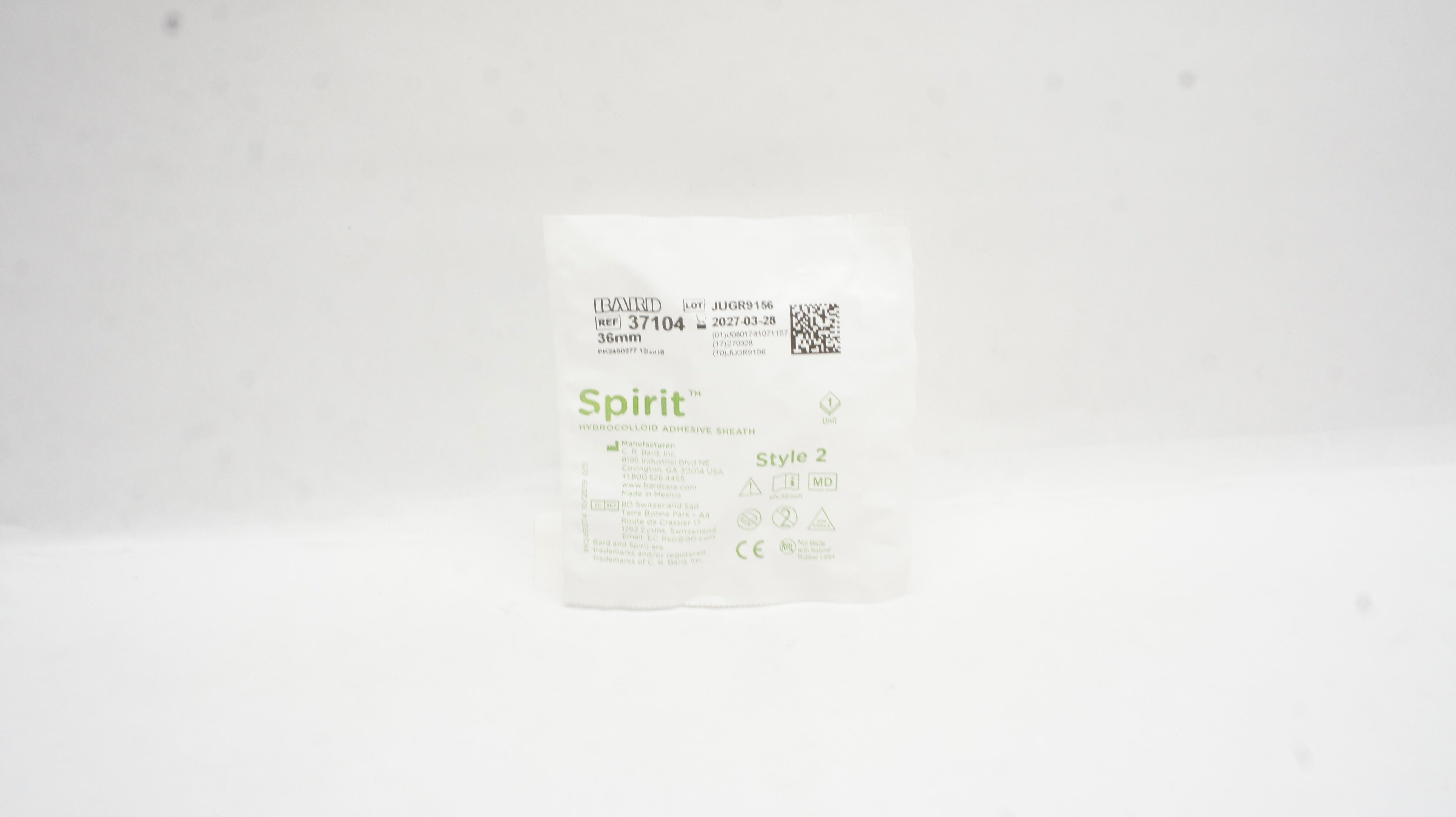 Bard 37104 Spirit Hydrocolloid Adhesive Sheath 36mm Style 2 Large